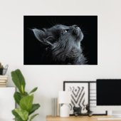 緑の目で愛らしい灰色の子猫 ポスター (ホームオフィス)