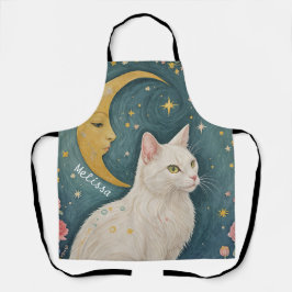 緑の目で魅惑の白猫 エプロン