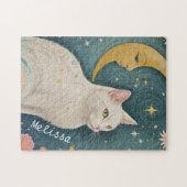 緑の目で魅惑の白猫 ジグソーパズル (横)