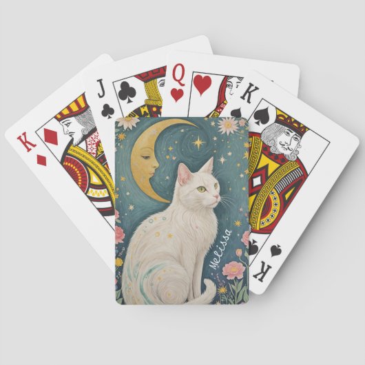 緑の目で魅惑の白猫 トランプ (裏面)