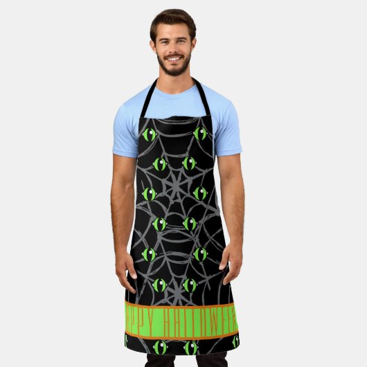 緑の目と灰色のクモの巣、小 エプロン (着用した状態)