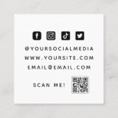 緑の目と茶色の清潔な美学メイクアップアーティスト スクエア名刺 (裏面)