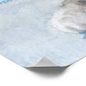 緑の目のカメ灰色の白猫の水色 ポスター (角)