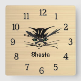 緑の目の猫のルスト スクエア壁時計