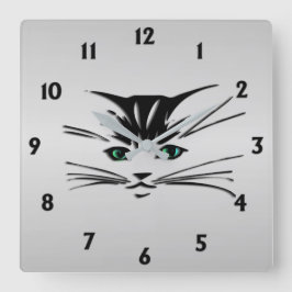 緑の目の猫 スクエア壁時計