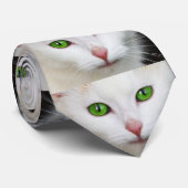 緑の目の白い猫ネクタイ ネクタイ (ロール)
