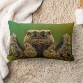 緑の目の飛び跳ねるクモの技術 ランバークッション (ブランケット)