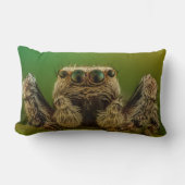 緑の目の飛び跳ねるクモの技術 ランバークッション (正面)