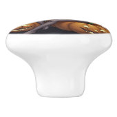 緑の目をしたハロウィンの魔女が、ジャック・オ・ランタンの上に セラミックノブ (側面)