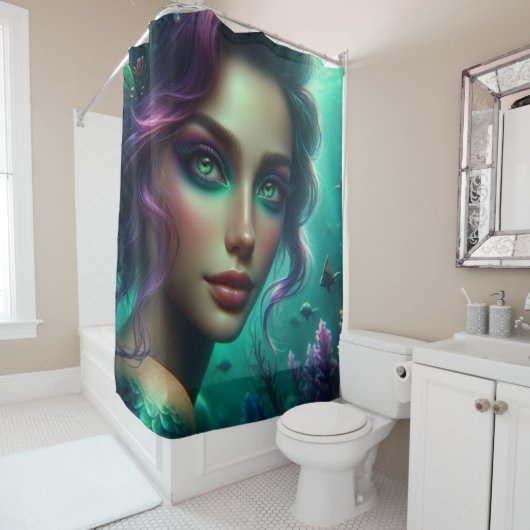 「緑の目をした人魚」 シャワーカーテン (インサイチュ)