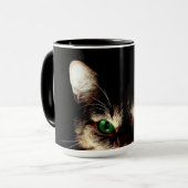 緑の目をした猫のコーヒーマグ マグカップ (正面左)