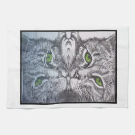 緑の目をした猫 キッチンタオル