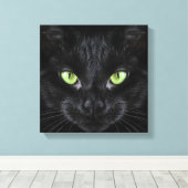 緑の目をした黒猫 キャンバスプリント (インサイチュ (ウッドフロア))