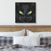 緑の目をした黒猫 キャンバスプリント (インサイチュ (寝室))