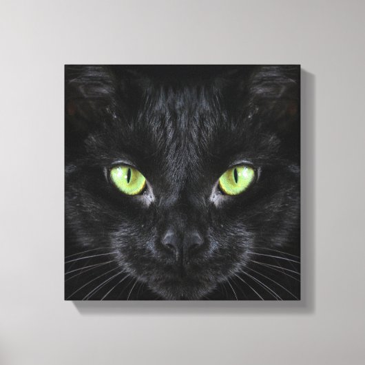 緑の目をした黒猫 キャンバスプリント (正面)