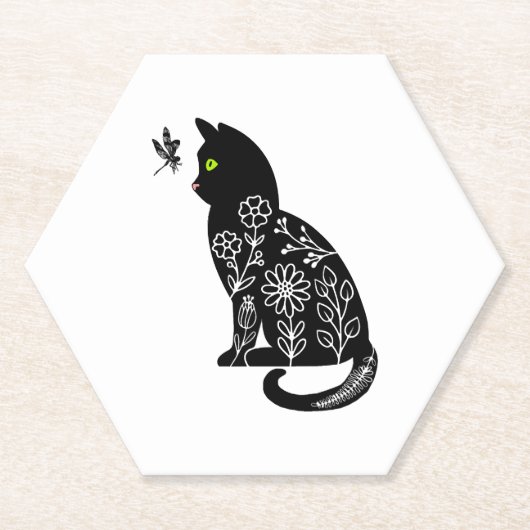 緑の目をした黒猫 ペーパーコースター (正面)