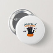 緑の目をパンプキ白熱［赤熱］光を放つンにかわいい黒猫 缶バッジ (正面&裏面)