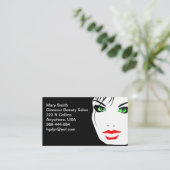 緑の目を持つ女性顔 名刺 (スタンド正面)