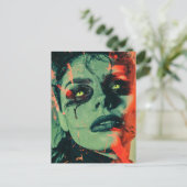 緑の目を持つ暗いオカルトのゴシック様式の悪魔の女性 ポストカード (スタンド正面)