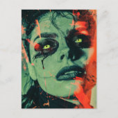 緑の目を持つ暗いオカルトのゴシック様式の悪魔の女性 ポストカード (正面)