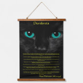 緑の目を持つ黒猫Desiderata 吊り下げ型タペストリー (正面)