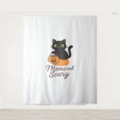 緑の目を白熱［赤熱］光を放つPに浮かべた猫 タペストリー (正面)