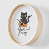 緑の目を白熱［赤熱］光を放つPに浮かべた猫 壁時計 (傾斜)