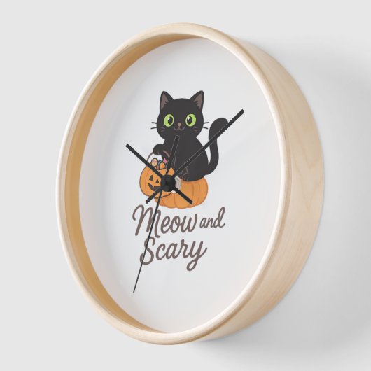 緑の目を白熱［赤熱］光を放つPに浮かべた猫 壁時計 (傾斜)