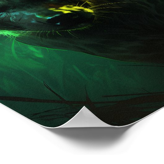 緑の目白熱［赤熱］光を放つをしたHyena Wildlifeのポスター ポスター (角)