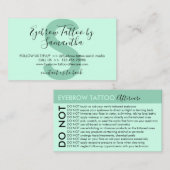 緑の眉のタトゥーはアドバイスアフターケアを避ける 名刺 (正面/裏面)