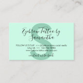 緑の眉のタトゥーはアドバイスアフターケアを避ける 名刺 (正面)