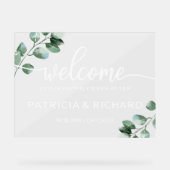 緑の看板の後の幸せな私たちへようこそ アクリルサイン (正面)