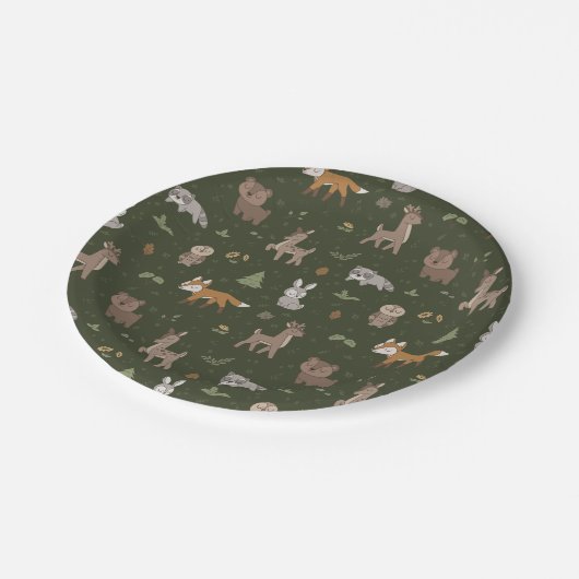 緑の眠そうな小さな森のクリッター ペーパープレート (アングル)