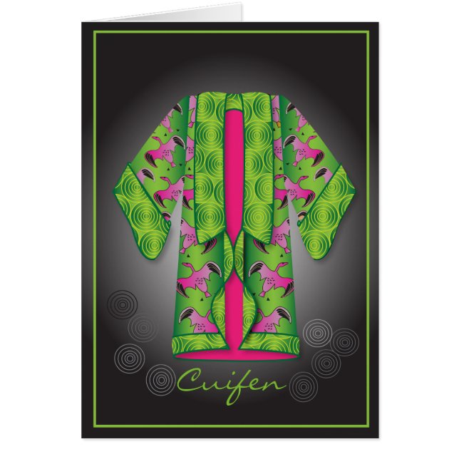 緑の着物カード (正面)