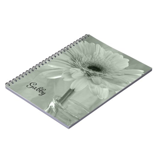 緑の着色されたデイジー花 ノートブック (左側)