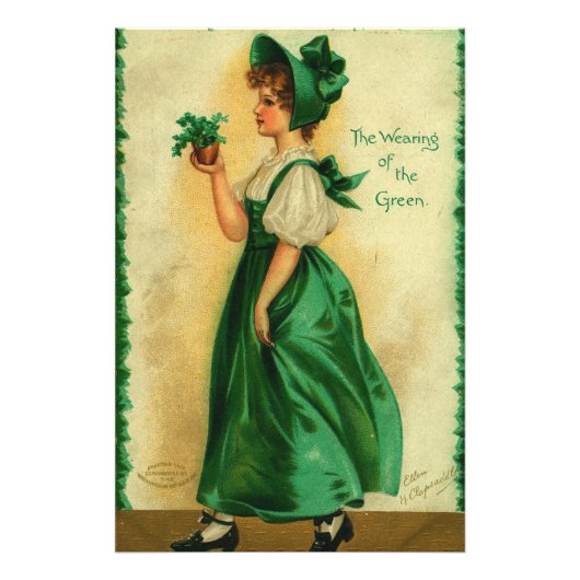 「緑の着衣」ヴィンテージカード、1907年 フォトプリント            (正面)