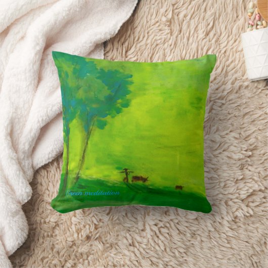 緑の瞑想 クッション (ブランケット)