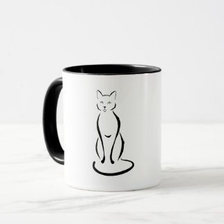 緑の瞳のマグを持つエレガントな猫 マグカップ