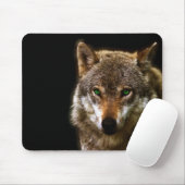 緑の瞳の~の編集可能背景とのオオカミのプロフィール マウスパッド (マウス)