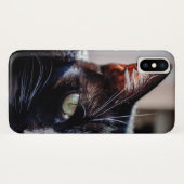 緑の瞳のiPhoneの場合を持つ黒猫 Case-Mate iPhoneケース (裏面(横))