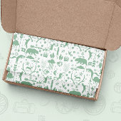 緑の矢印の鹿のクマと雲のパターン 薄葉紙