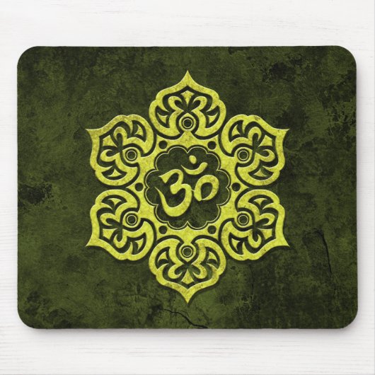 緑の石造りの花柄Om マウスパッド (正面)