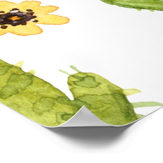 緑の砂漠サボテン:水の色シームレス ポスター (角)