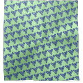 緑の研磨金属効果を持つブルーフェニックス シャワーカーテン (正面)