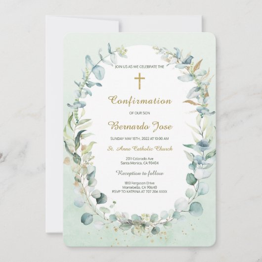 緑の確認ボーイテンプレート 招待状 (正面)