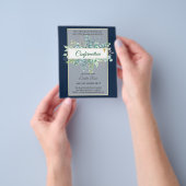 緑の確認招待状モダン両面 チラシ (手)