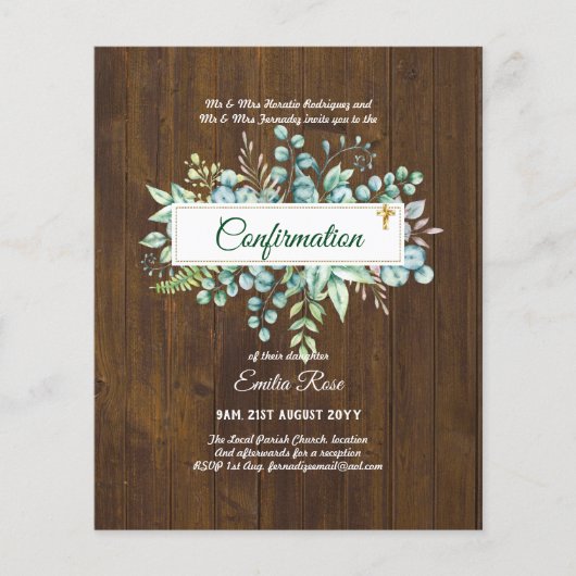 緑の確認招待状モダン両面 チラシ (正面)