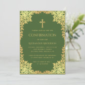 緑の確認 偽金の葉 ヴィンテージ装飾 招待状 (スタンド正面)