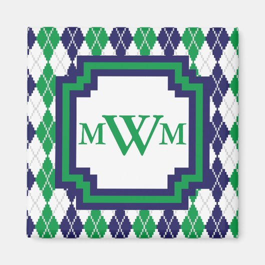 緑の磁石アーガイル上 マグネット (正面)