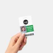 緑の社員 - 写真、バーコード、ロゴ、名前ID バッジ (手持ち)